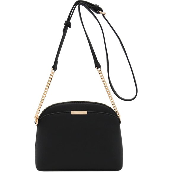 Compact Saffiano Small Dome Crossbody Bag with Gold Hardware - Ideal for Outings - Picture 4 of 8